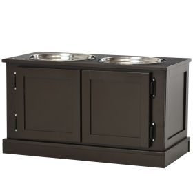 Elevated Dog Bowls with Storage, Two Stainless Steel Bowls for Large Dogs, Coffee
