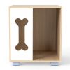Dog Bed Side Table Wooden Dog Condo with Bone-shape Window and Thick Metal Legs