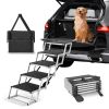 Dog Stair for Cars, Wide 5-step Dog Car Steps, Folding Dog Car Ramp with Nonslip Surface, Portable Pet Steps Lightweight Aluminum for Car